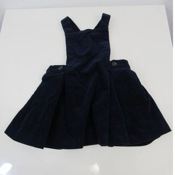 Ralph Lauren 9M Corduroy Overalls Jumper Navy Pleated Jumper Criss Cross Straps - Picture 2 of 6